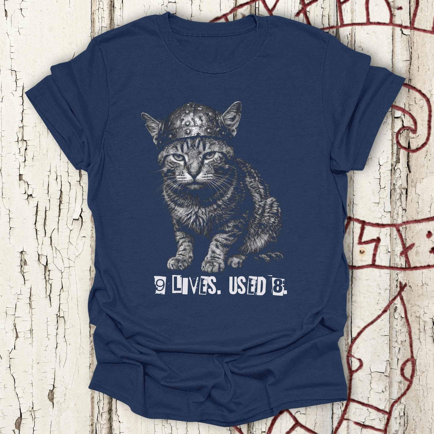 9 Lives Used 8 - Ransome Note Warrior Cat T-shirt NEW!