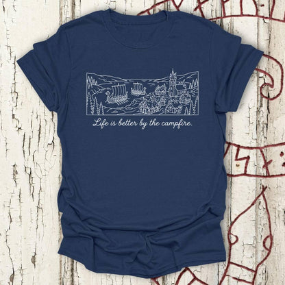 Life is Better by the Campfire - Funny Viking Minimalist T-shirt