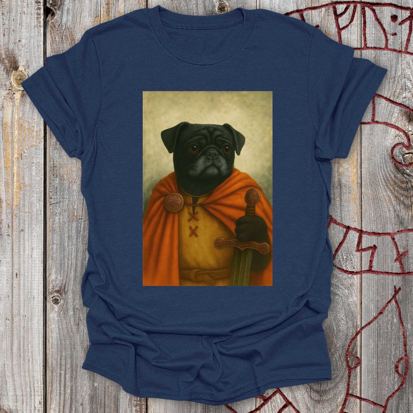 Black Pug Viking Portrait T-Shirt