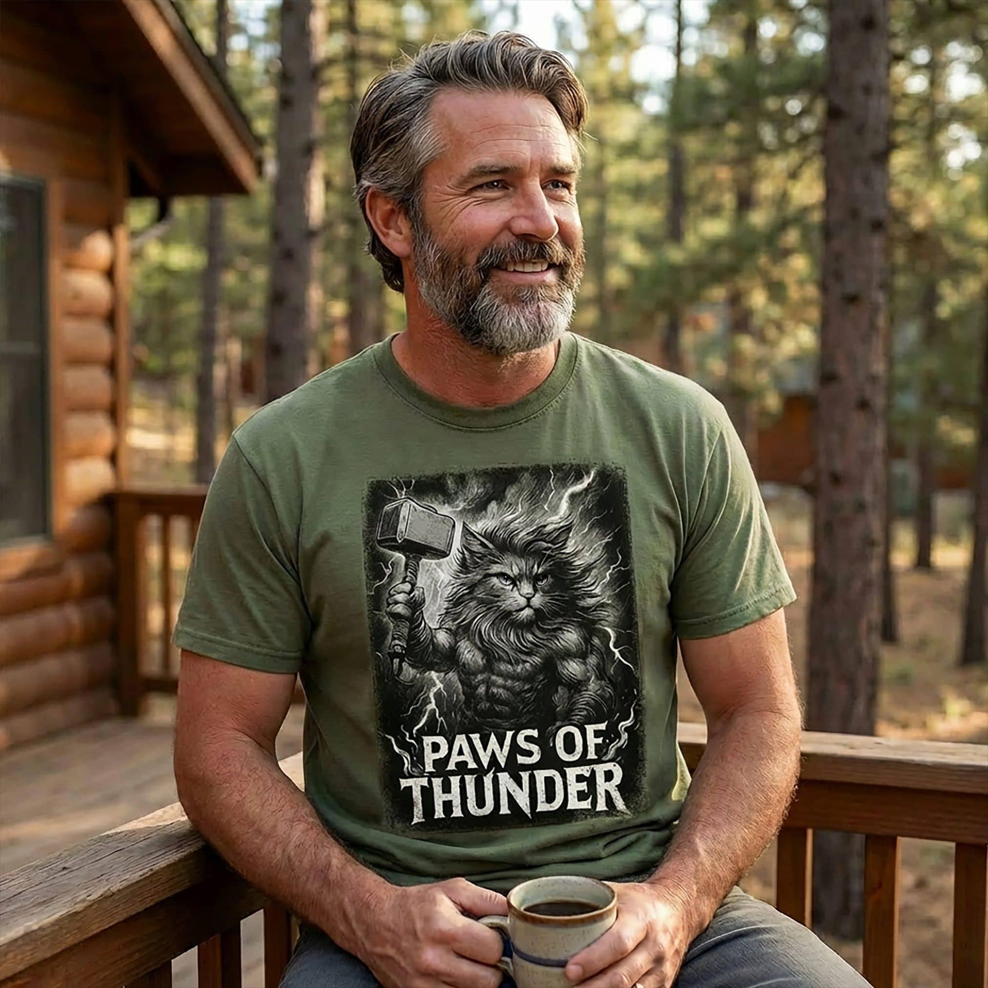 T-Shirt Paws of Thunder - Thor Viking Cat T-Shirt Unisex size S M L XL 2XL