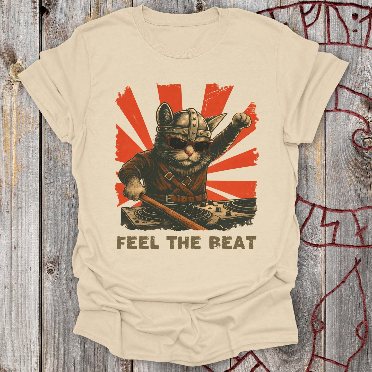 Feel the Beat - Viking Cat DJ T-Shirt