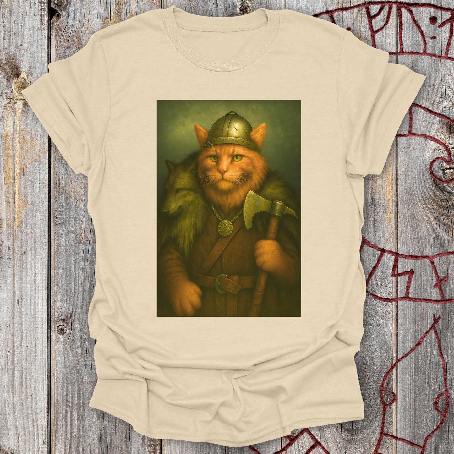 T-Shirt Viking Cat in Wolfskin Plaid T-Shirt Unisex size S M L XL 2XL