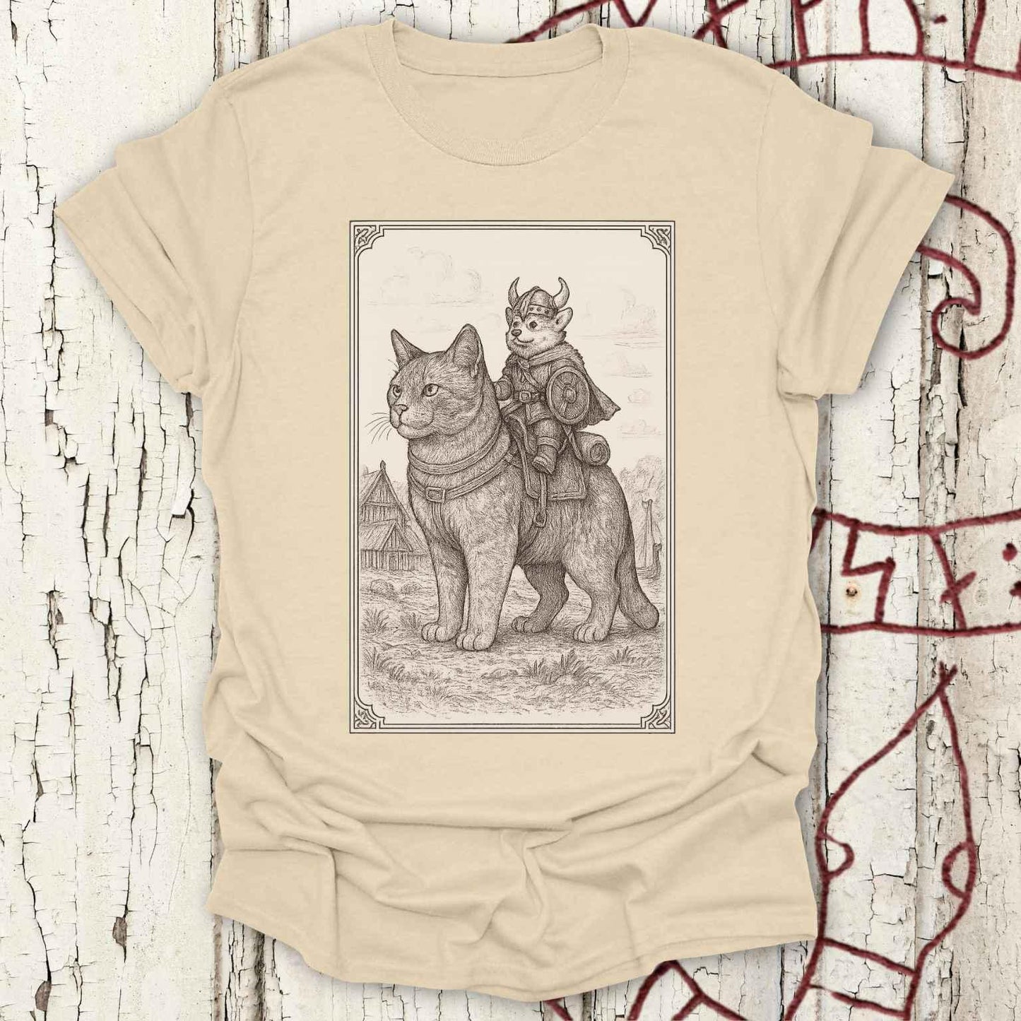 Medieval Cat With Small Viking Corgi T-shirt
