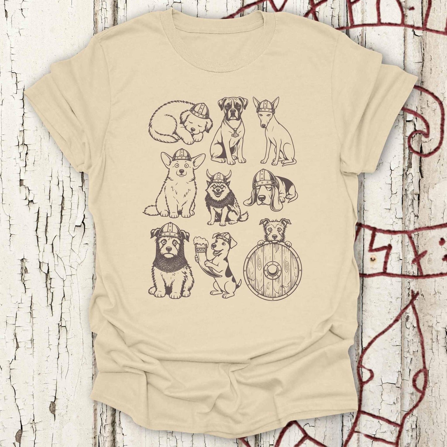Vintage 90s Tattoo Style - Viking dogs T-shirt