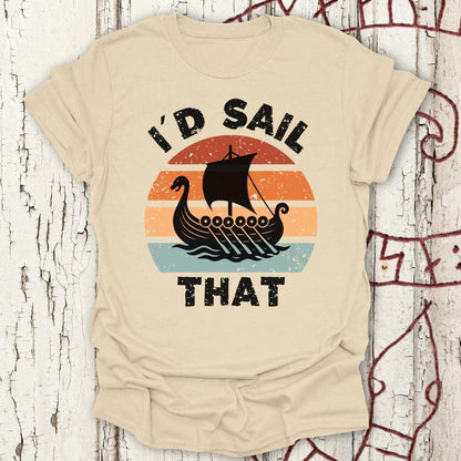 T-Shirt I'd Sail That - Viking Longship Silhouette T-Shirt Unisex size S M L XL 2XL