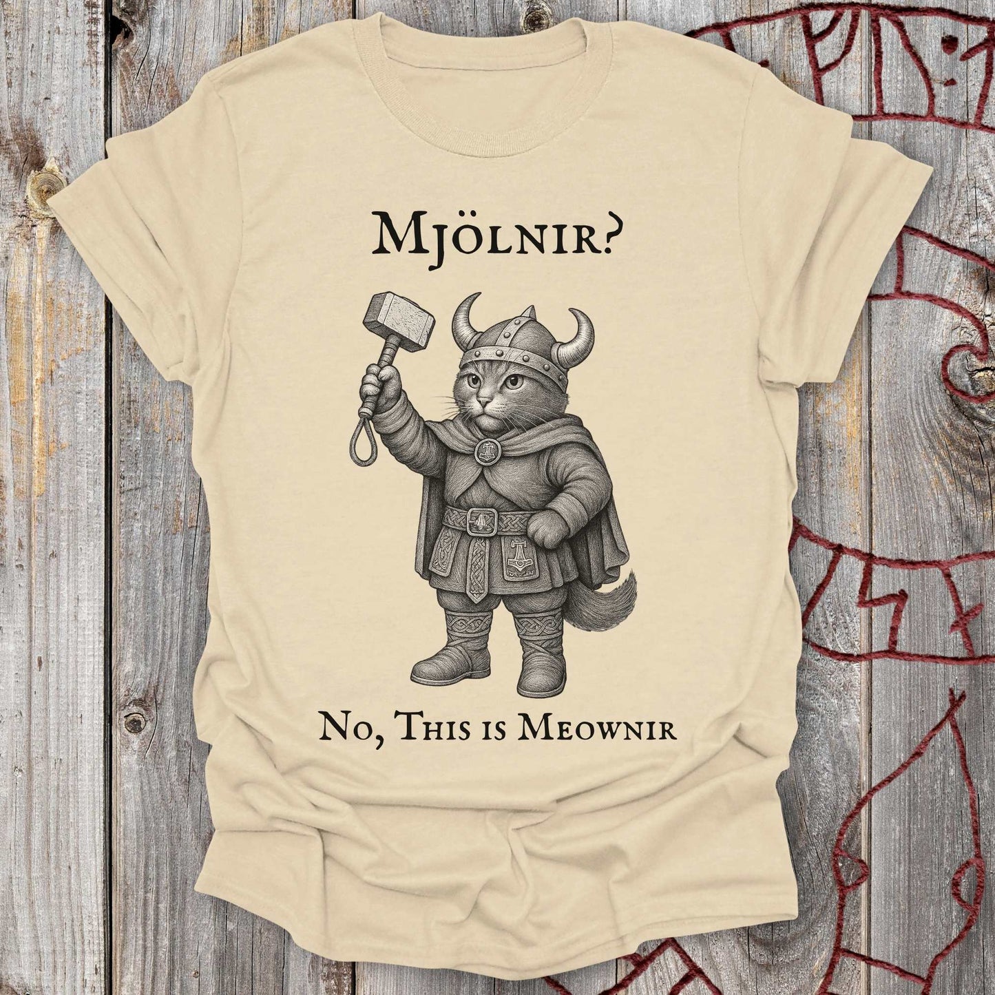 Mjölnir? No, This is Meownir - Viking Cat T-shirt