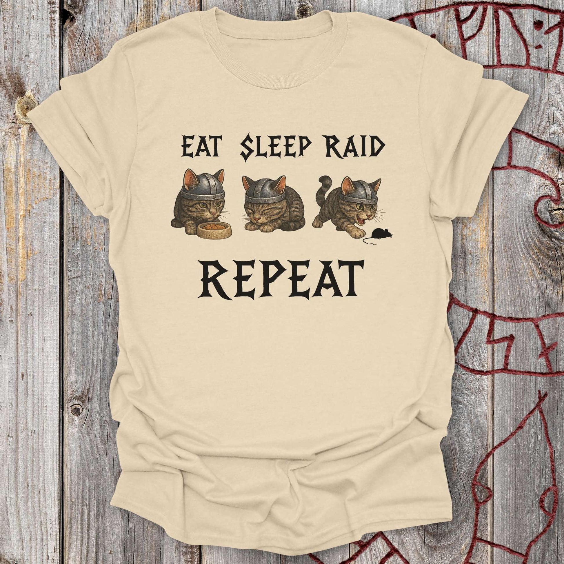 T-Shirt Eat Sleep Raid Repeat - Viking Cat T-shirt Unisex size S M L XL 2XL
