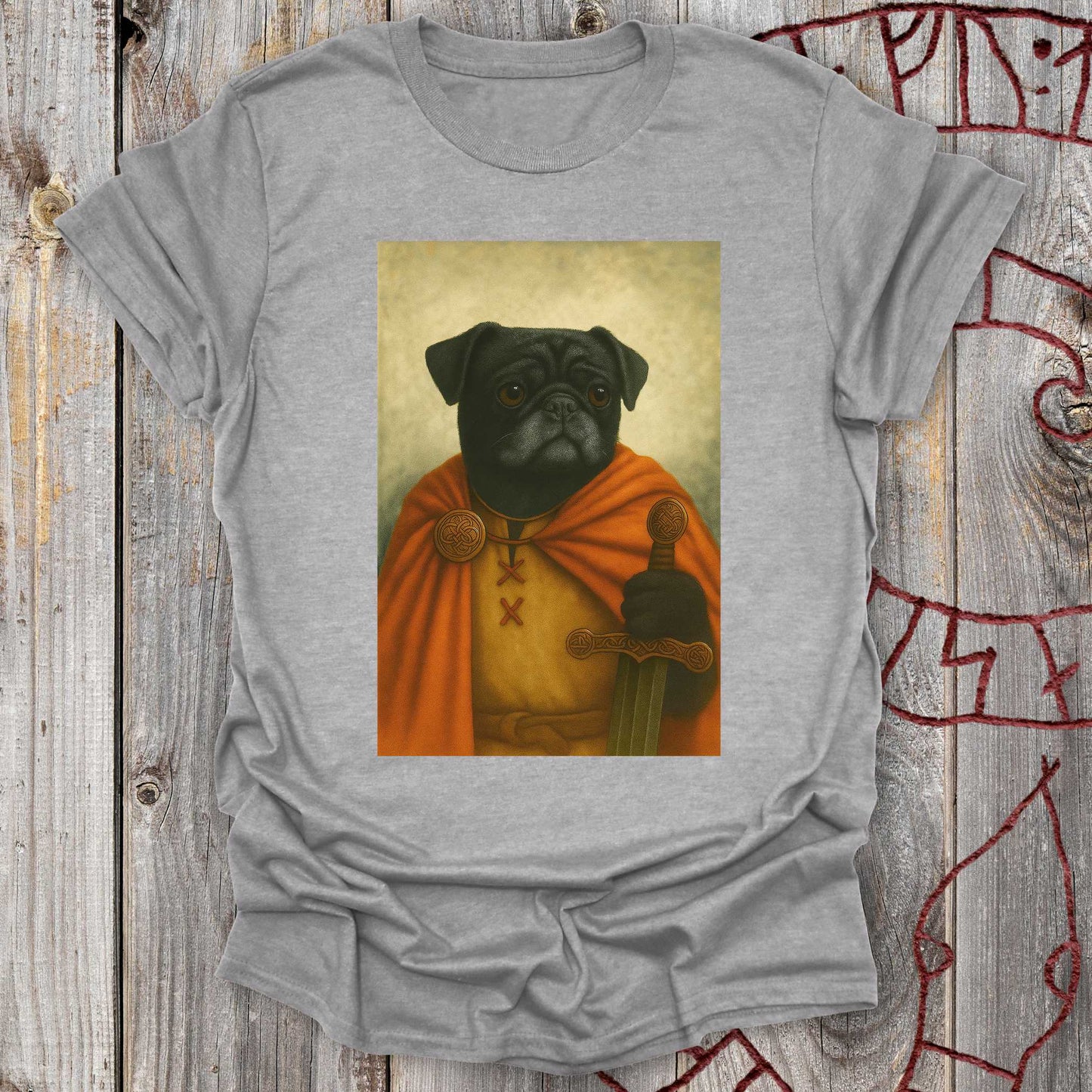 Black Pug Viking Portrait T-Shirt