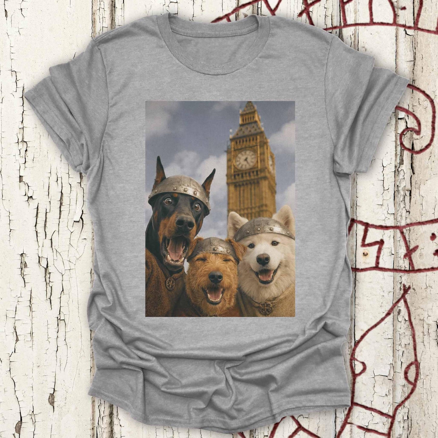 Viking Dogs Retro Selfie Photo Style - Big Ben London UK T-shirt