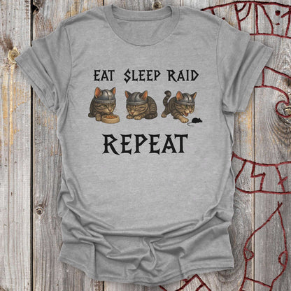 T-Shirt Eat Sleep Raid Repeat - Viking Cat T-shirt Unisex size S M L XL 2XL