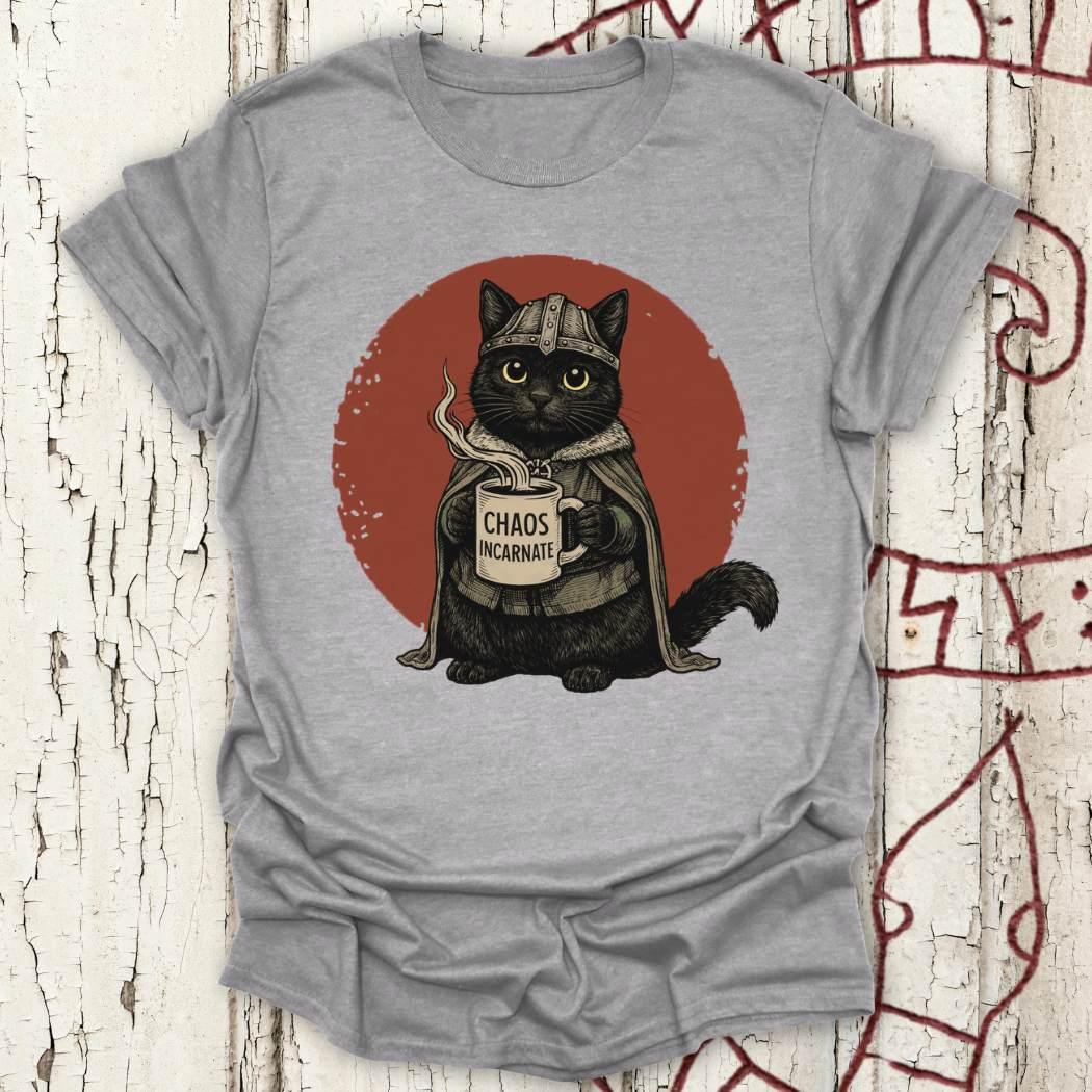 Chaos Incarnate - Viking Black Cat Retro T-shirt