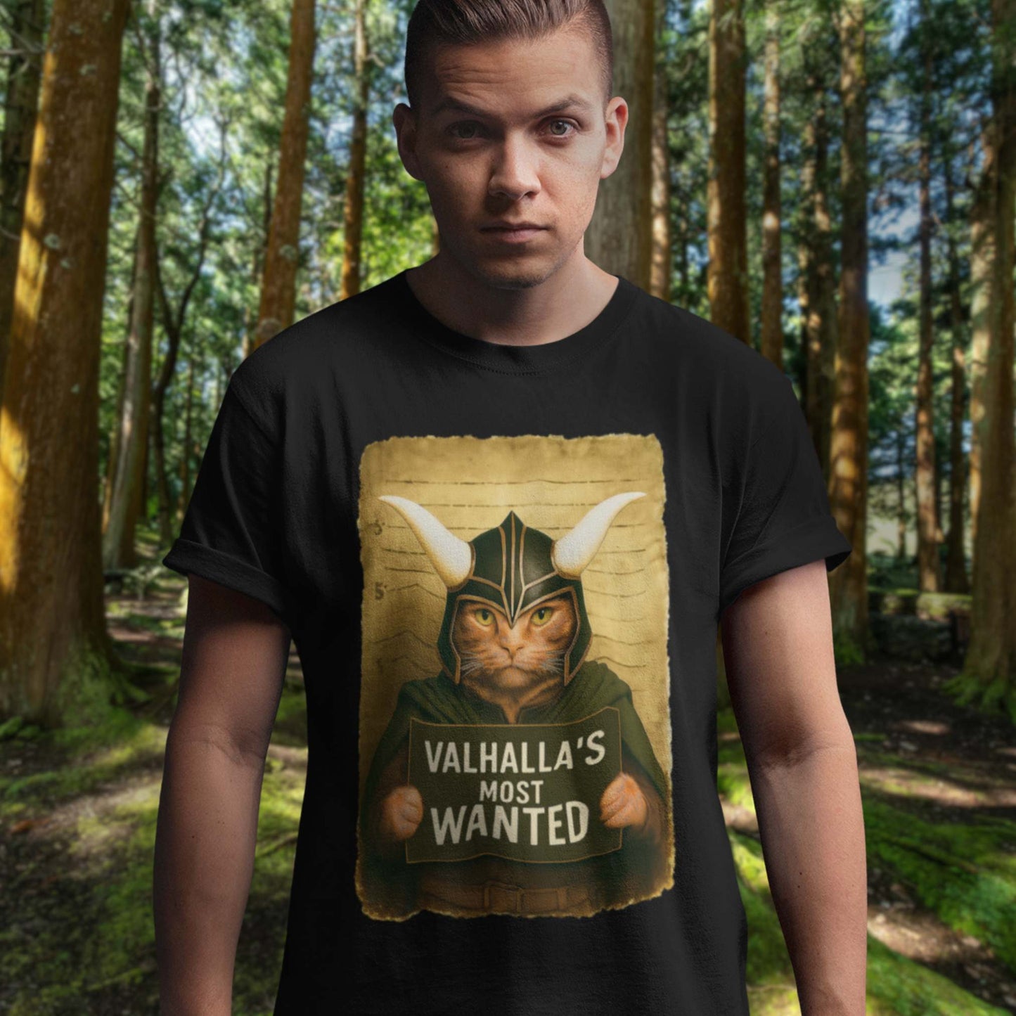 T-Shirt Valhalla's Most Wanted - Cat Loki Mugshot T-Shirt Unisex size S M L XL 2XL