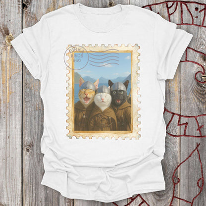 Viking Selfie Cats on a Longship T-Shirt
