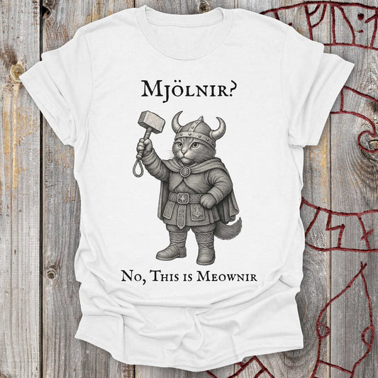 Mjölnir? No, This is Meownir - Viking Cat T-shirt