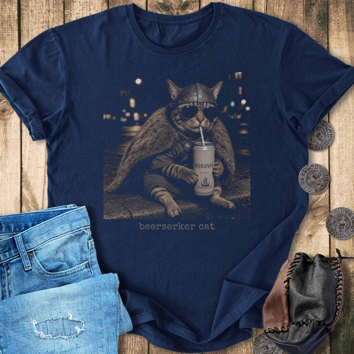 T-Shirt Beerserker Cat - Funny Beer Drinking Viking Cat T-shirt NEW! Unisex Sizes S-2XL Funny Shirt Gift