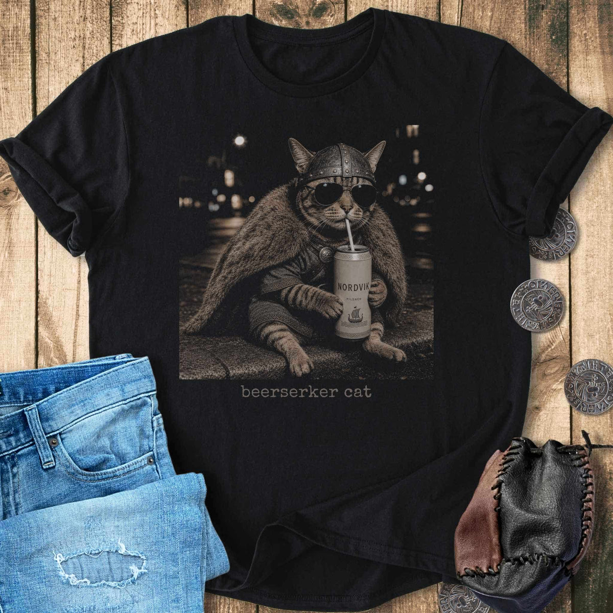 T-Shirt Beerserker Cat - Funny Beer Drinking Viking Cat T-shirt NEW! Unisex Sizes S-2XL Funny Shirt Gift