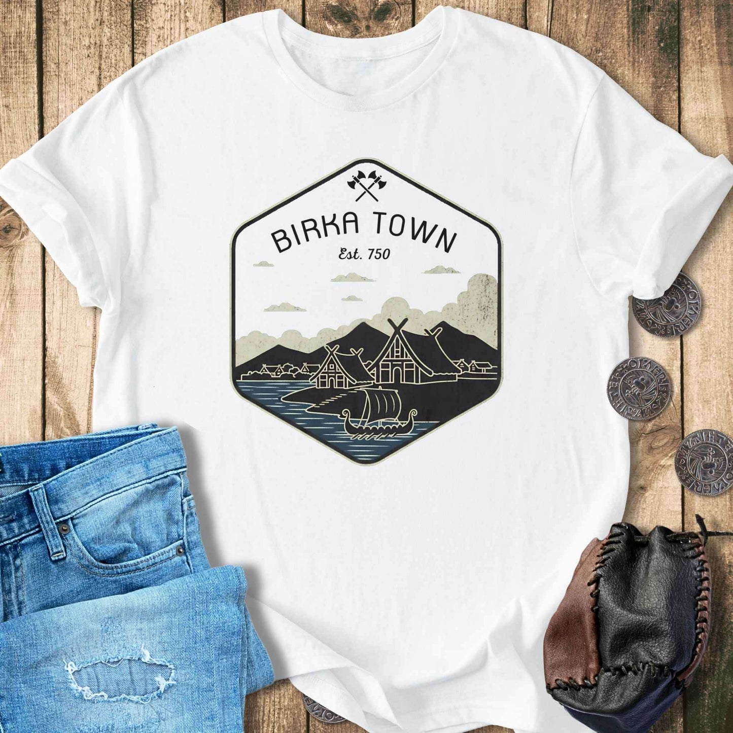 T-Shirt Birka Town Viking History - Retro T-Shirt Unisex Sizes S-2XL Funny Shirt Gift