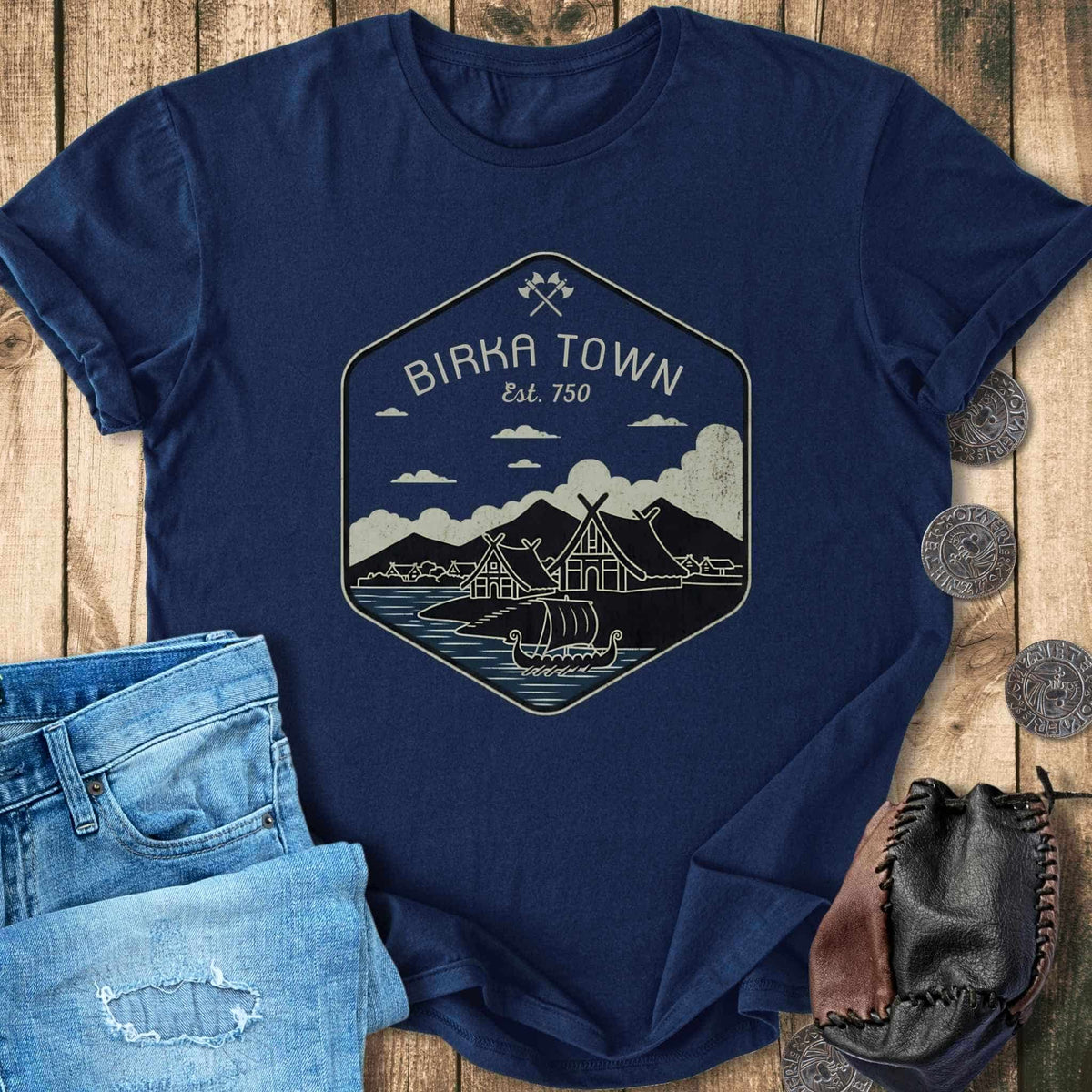 T-Shirt Birka Town Viking History - Retro T-Shirt Unisex Sizes S-2XL Funny Shirt Gift