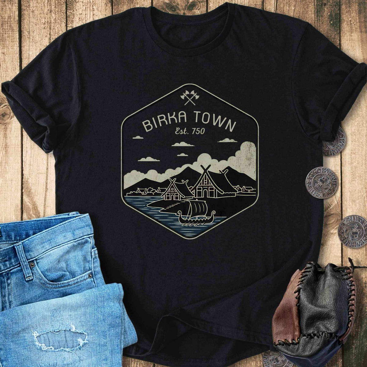 T-Shirt Birka Town Viking History - Retro T-Shirt Unisex Sizes S-2XL Funny Shirt Gift
