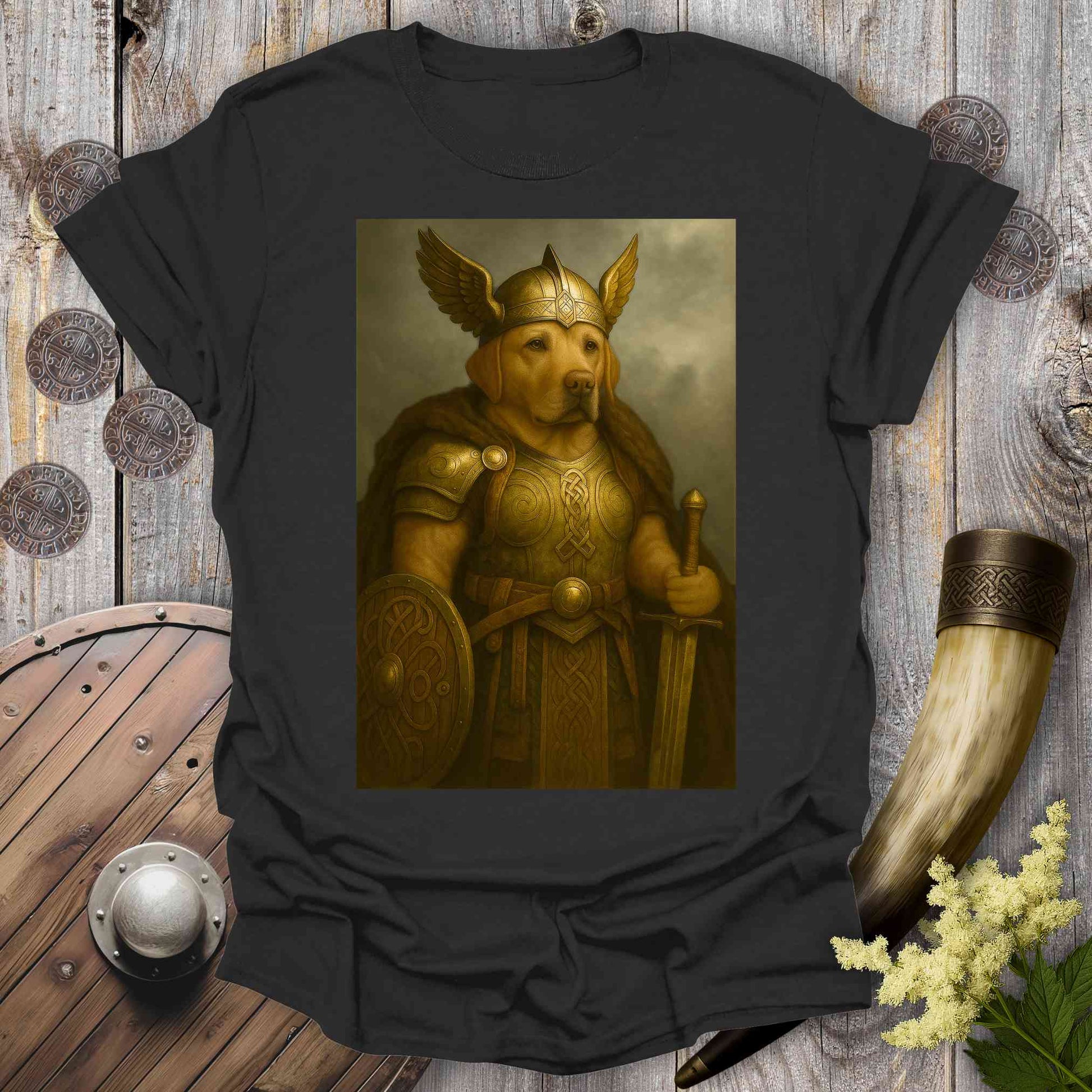 T-Shirt Black / S Labrador Retriever Viking Portrait T-Shirt