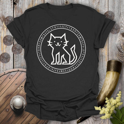 T-Shirt Black / S Rune Circle Viking Cat T-Shirt
