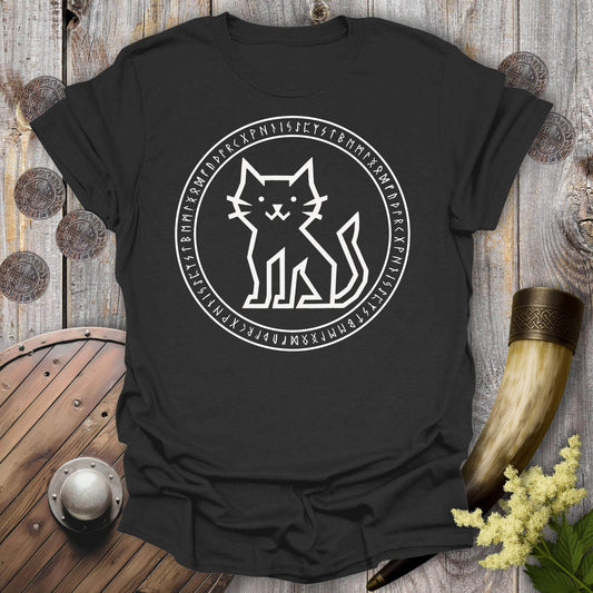 T-Shirt Black / S Rune Circle Viking Cat T-Shirt