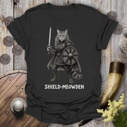 T-Shirt Black / S Shield-Meowden Viking Cat T-Shirt
