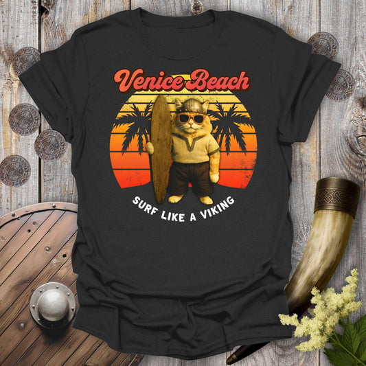 T-Shirt Black / S Venice Beach Viking Cat T-Shirt