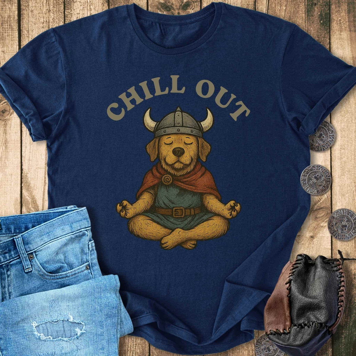 T-Shirt Chill Out - Viking Dog Meditation T-shirt Unisex Sizes S-2XL Funny Shirt Gift