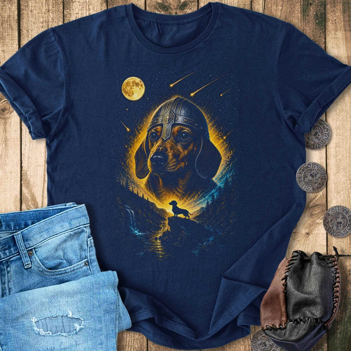 T-Shirt Dachshund Howling at the Moon - Viking T-shirt Unisex Sizes S-2XL Funny Shirt Gift