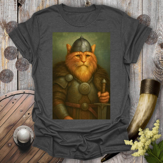 T-Shirt Dark Heather / S Orange Viking Cat Portrait T-Shirt