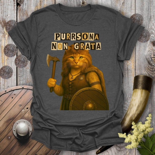 T-Shirt Dark Heather / S Ransom Note Shieldmaiden Cat T-Shirt