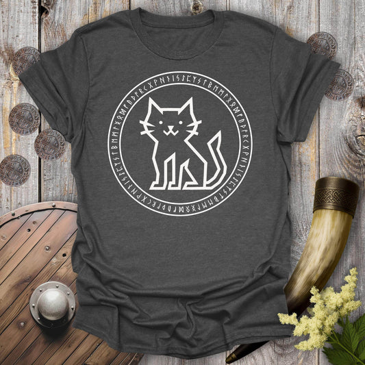 T-Shirt Dark Heather / S Rune Circle Viking Cat T-Shirt