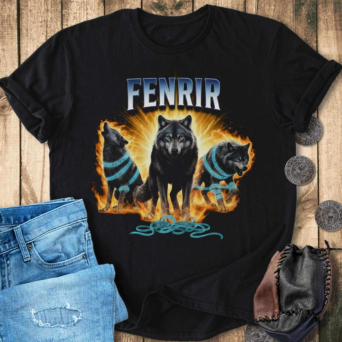 T-Shirt Fenrir Wolf Bootleg Shirt- Funny Norse Mythology T-shirt Unisex Sizes S-2XL Funny Shirt Gift
