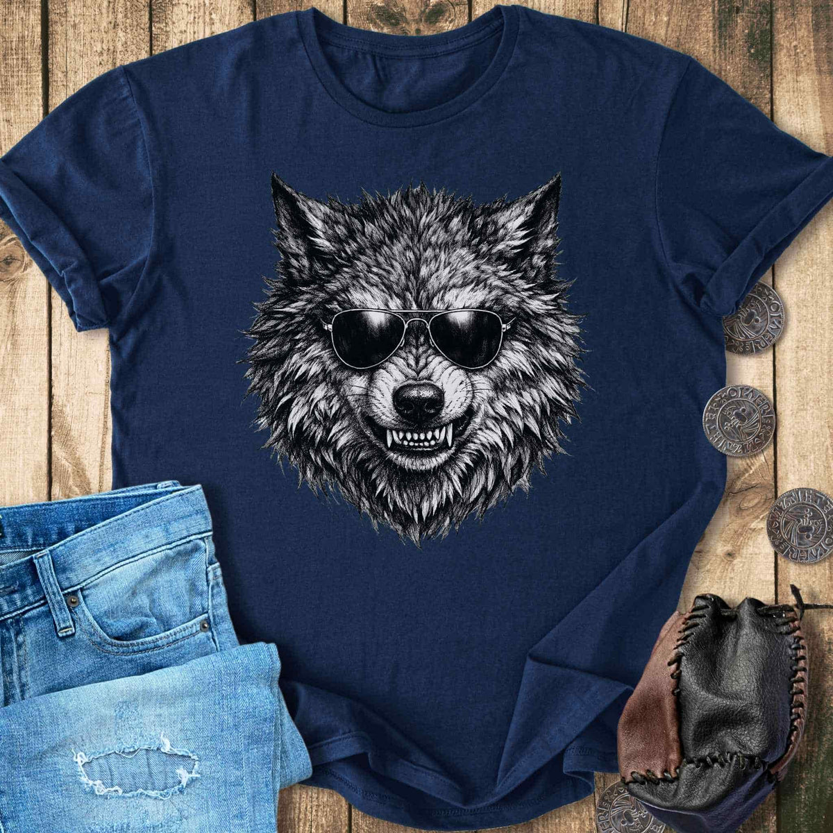 T-Shirt Fenrir Wolf with Sunglasses - Norse Mythology Creature T-shirt Unisex Sizes S-2XL Funny Shirt Gift