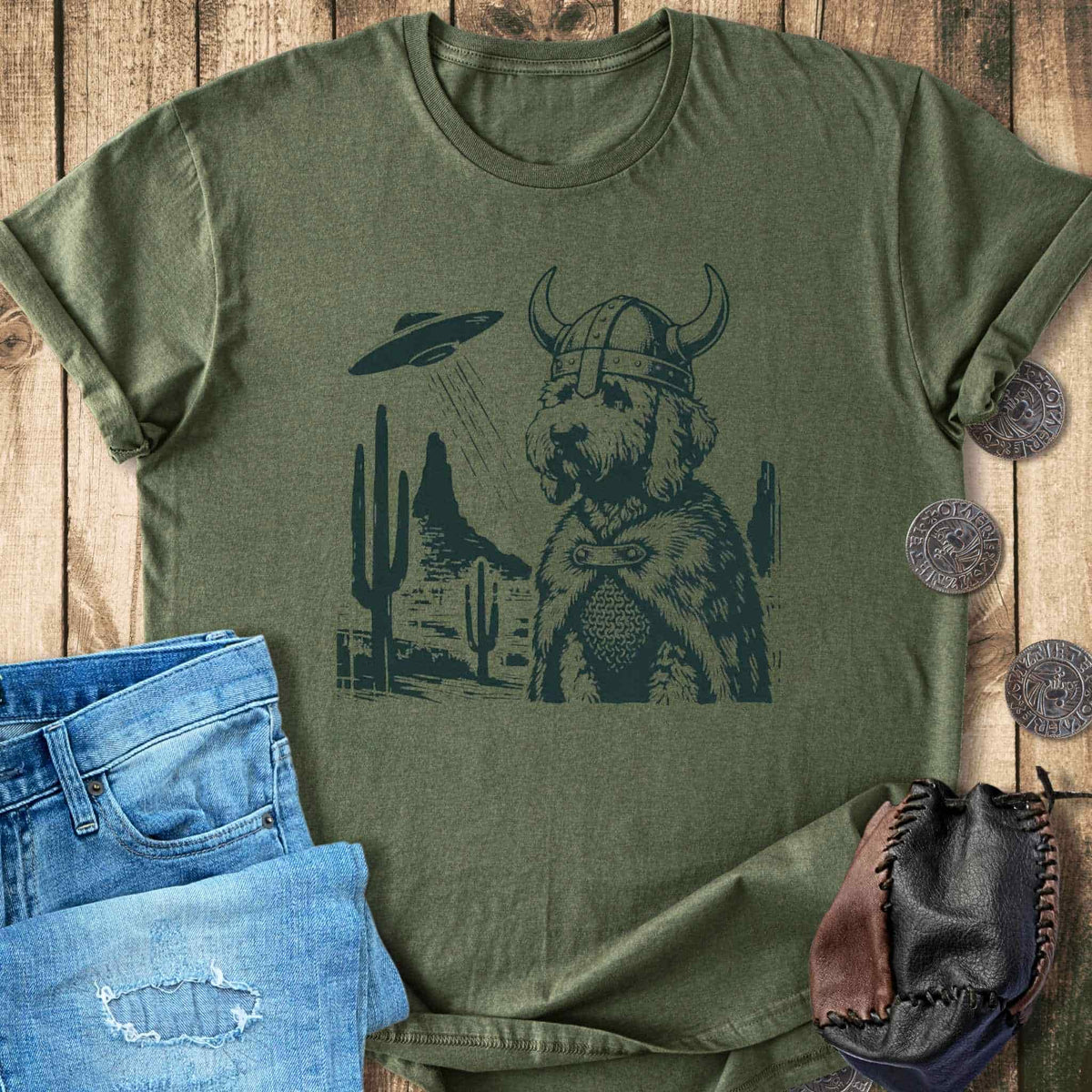 T-Shirt Goldendoodle Viking and UFO T-shirt Unisex Sizes S-2XL Funny Shirt Gift