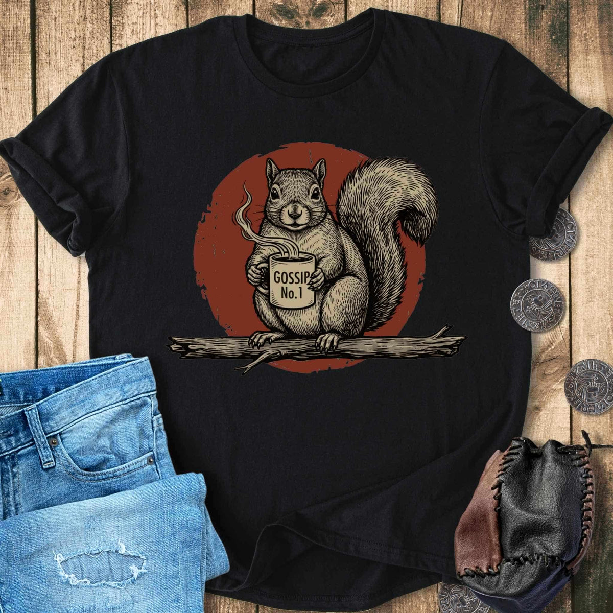 T-Shirt Gossip No. 1 - Funny Ratatosk Norse Mythology Creature T-shirt Unisex Sizes S-2XL Funny Shirt Gift