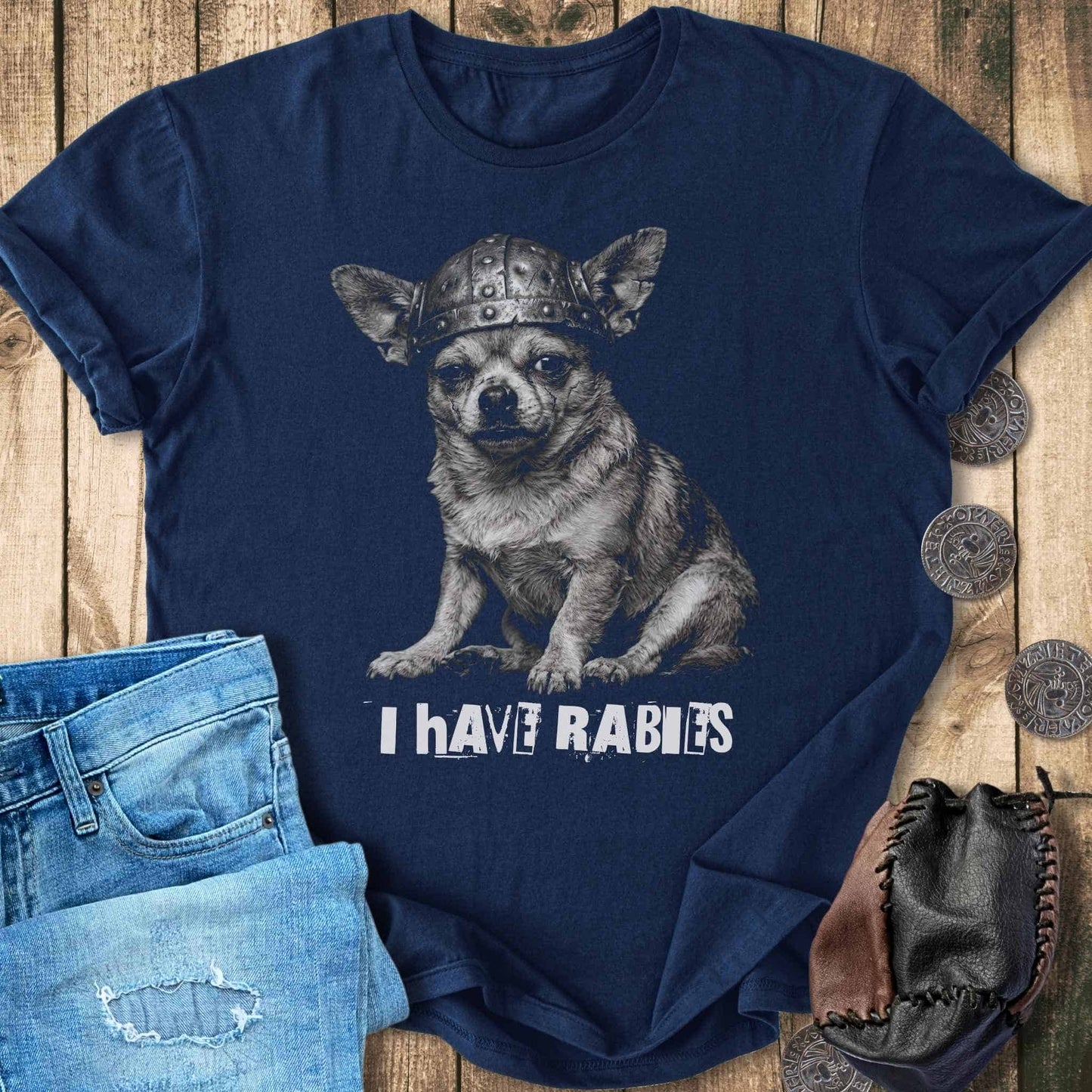 T-Shirt I Have Rabies - Ransom Note Viking Dog T-shirt Unisex Sizes S-2XL Funny Shirt Gift
