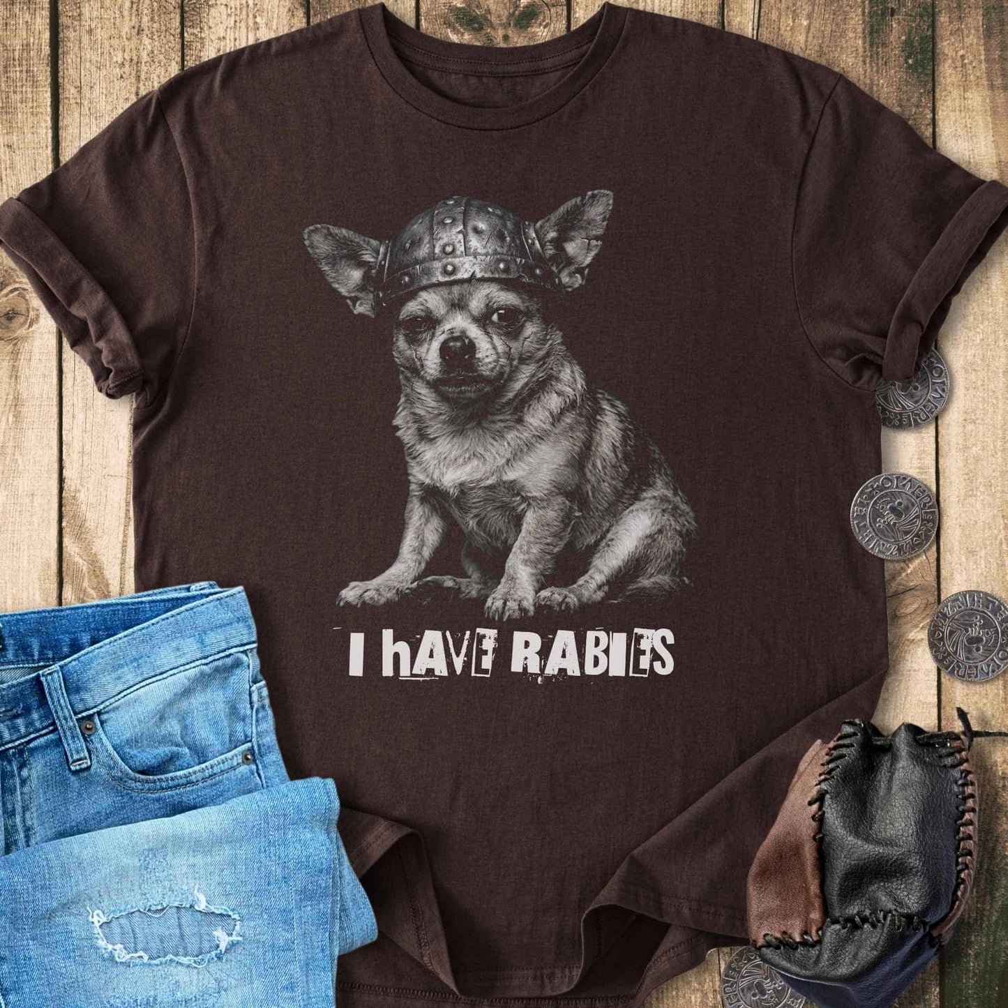T-Shirt I Have Rabies - Ransom Note Viking Dog T-shirt Unisex Sizes S-2XL Funny Shirt Gift