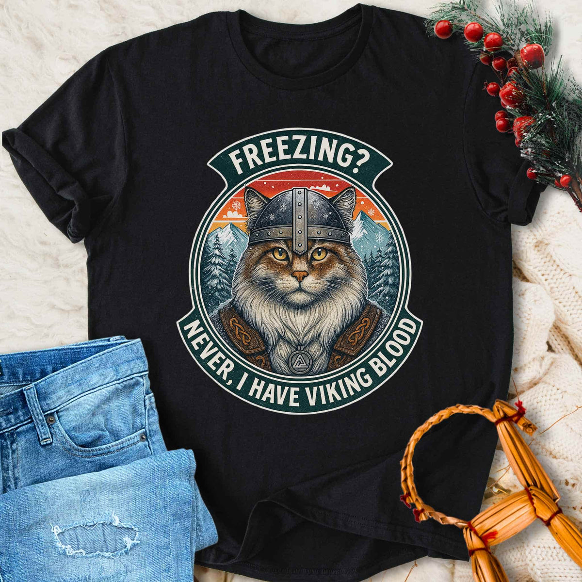 T-Shirt I Have Viking Blood - Norwegian Forest Cat T-shirt Unisex Sizes S-2XL Funny Shirt Gift