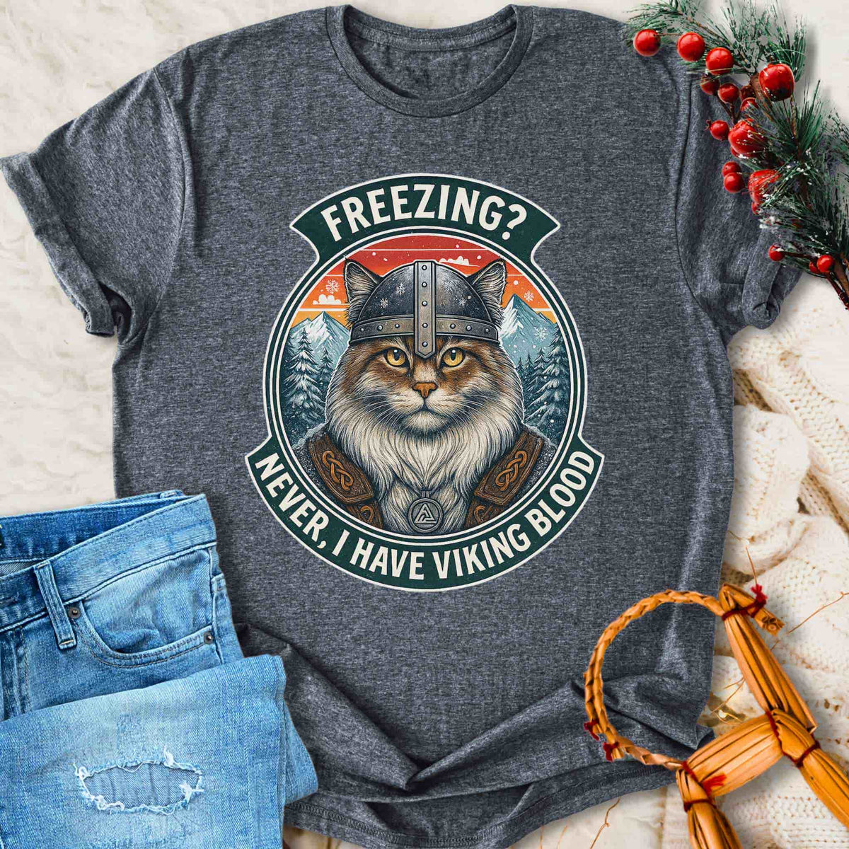T-Shirt I Have Viking Blood - Norwegian Forest Cat T-shirt Unisex Sizes S-2XL Funny Shirt Gift