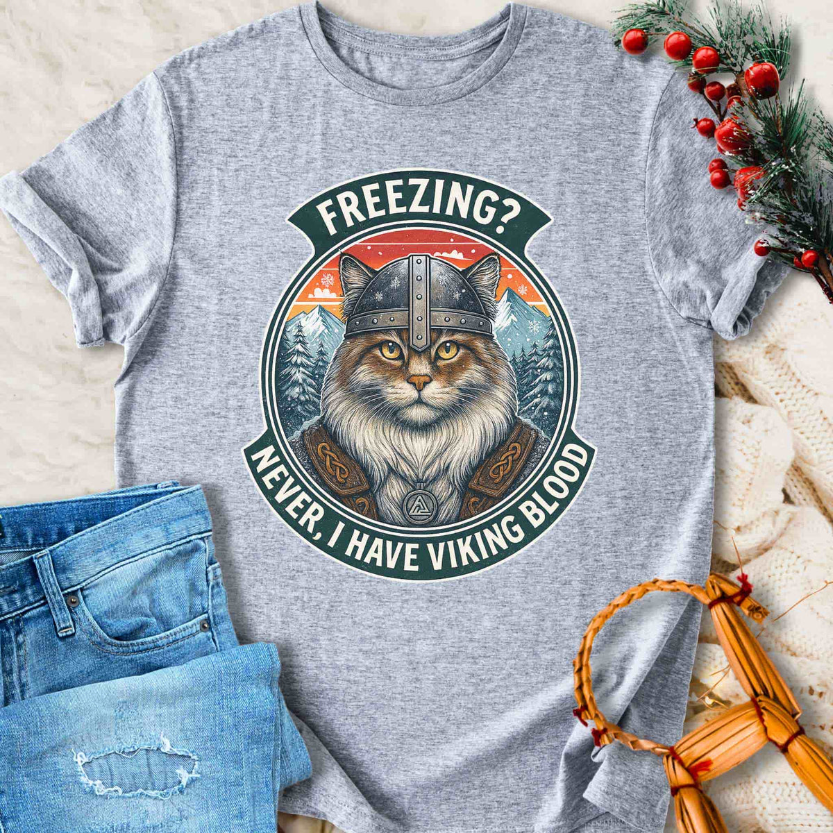 T-Shirt I Have Viking Blood - Norwegian Forest Cat T-shirt Unisex Sizes S-2XL Funny Shirt Gift