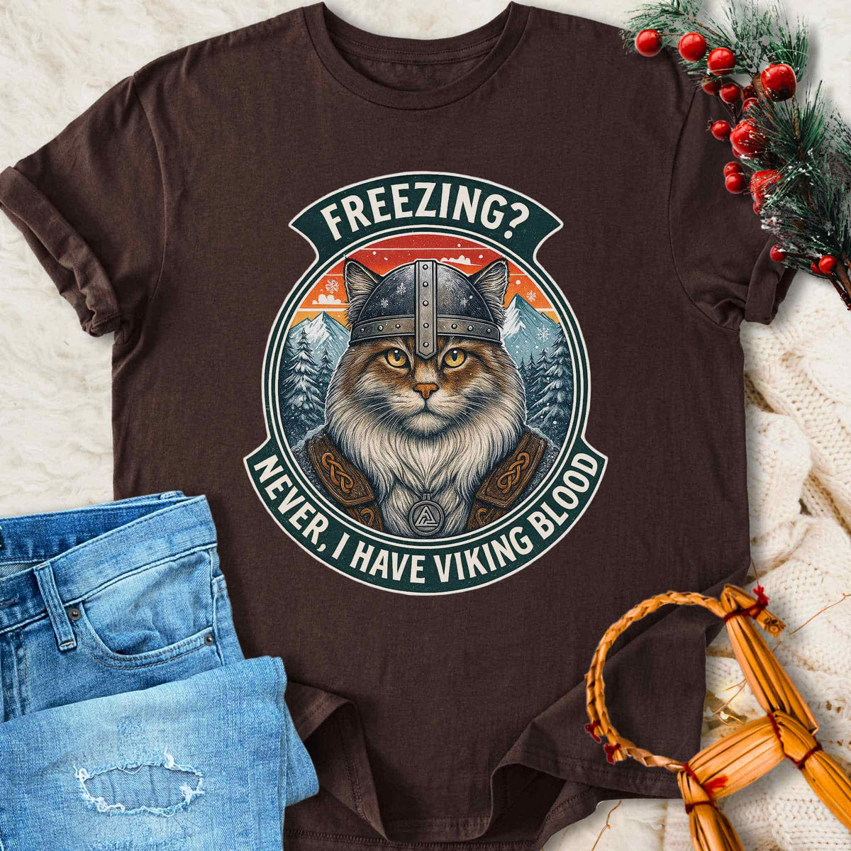 T-Shirt I Have Viking Blood - Norwegian Forest Cat T-shirt Unisex Sizes S-2XL Funny Shirt Gift