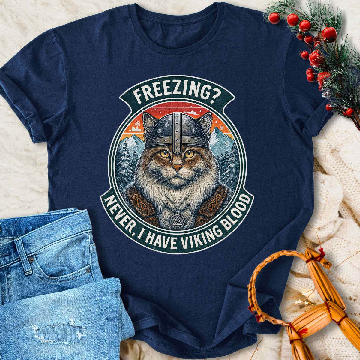 T-Shirt I Have Viking Blood - Norwegian Forest Cat T-shirt Unisex Sizes S-2XL Funny Shirt Gift