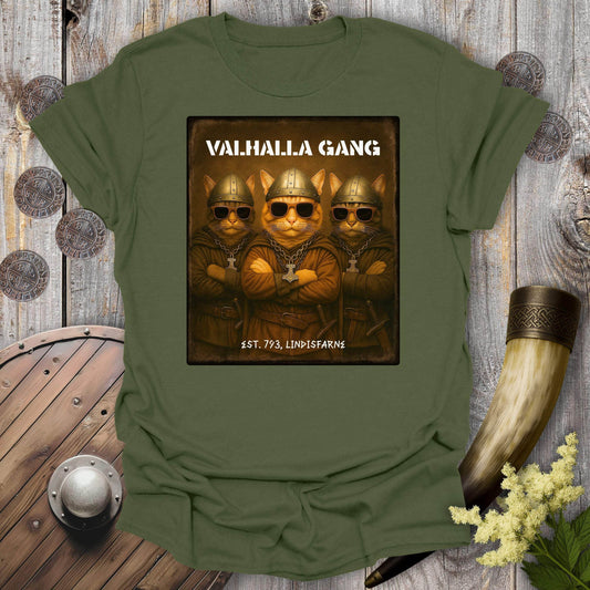 T-Shirt Military Green / S Valhalla Gang Viking Cat T-Shirt