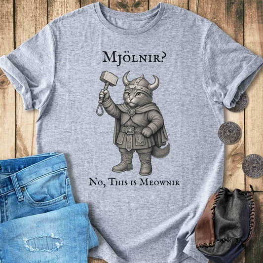 T-Shirt Mjölnir? No, This is Meownir - Viking Cat T-shirt Unisex Sizes S-2XL Funny Shirt Gift