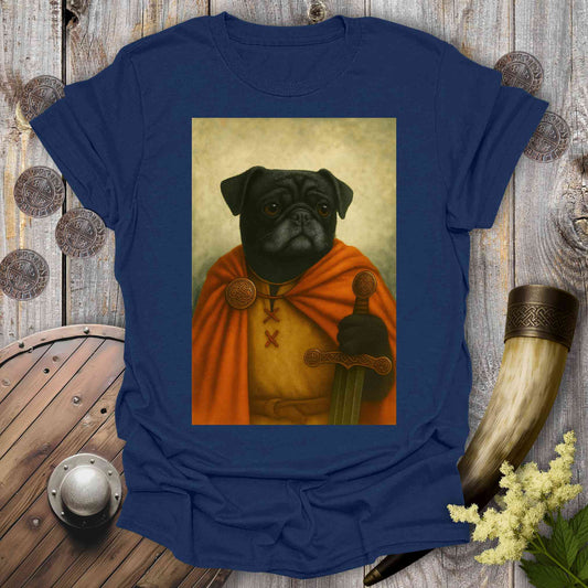 T-Shirt Navy / S Black Pug Viking Portrait T-Shirt