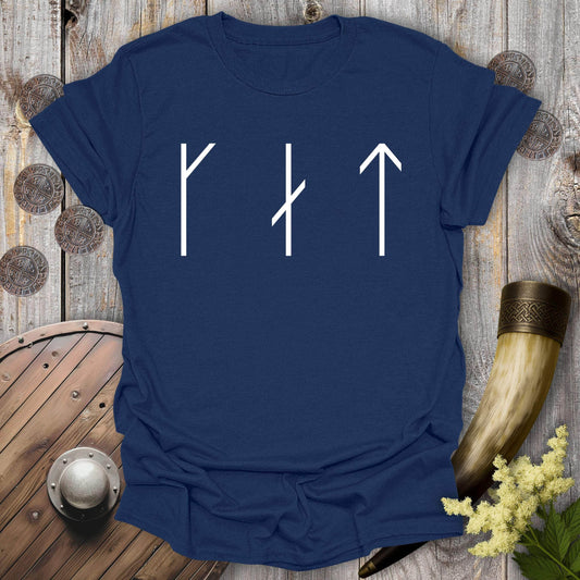 T-Shirt Navy / S CAT in Runes Minimalist T-Shirt