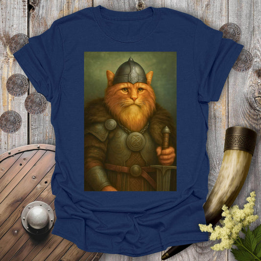 T-Shirt Navy / S Orange Viking Cat Portrait T-Shirt