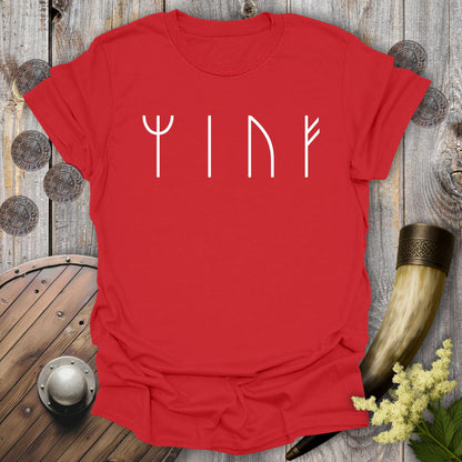 T-Shirt Red / S MEOW in Runes Viking Cat Minimalist T-Shirt